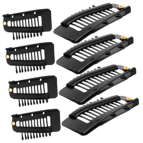 LOLIPPYY 8 Stück Starke Haarverlängerungs clips für Frauen Fester Griff mit Kopfhautfreundlichkeit Vielseitig für Perücken Haarverlängerungen und DIY Frisuren Schwarz von LOLIPPYY