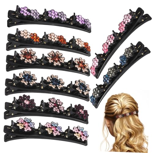 LOLIPPYY 8 Stück Teiliges Geflochtene Haarspangen mit Kristallsteinen Leichte Robuste Haarklammern für Damen Eleganter Haarschmuck Geeignet für Verschiedene Frisuren und Anlässe von LOLIPPYY