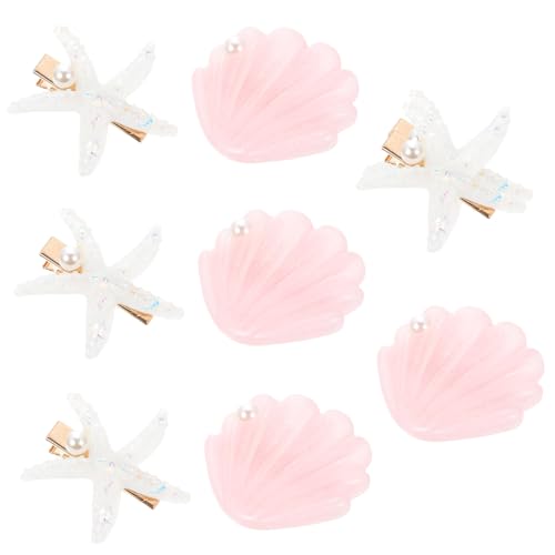 LOLIPPYY 8 Stück Teiliges Haarschmuck Meerjungfrau Haarclips mit Perlen und Muschel Alligator Haarklammern Geeignet für Haartypen Strand Accessoires für Damen und Mädchen von LOLIPPYY