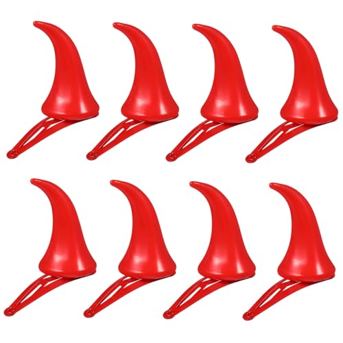 LOLIPPYY 8 Stück Teiliges Halloween Haarclip für Mädchen Kreative Rote Ox Horn Haarnadeln mit Sicherem Sitz Einfache Anwendung Schützendes Haarschmuck Zubehör für Kostümparty und Alltag von LOLIPPYY