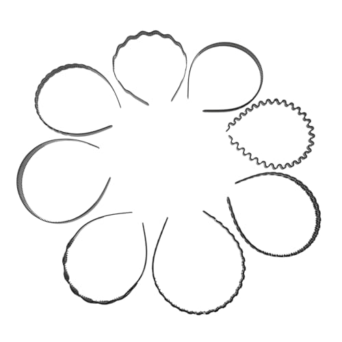 LOLIPPYY 8 Stück Teiliges Rutsch Stirnband mit Zähnen für Frauen Leichtes Stilvolles Kunststoff Haarband zum Waschen vom Gesicht Workout und Alltag Schwarz Praktische Haarschmuck von LOLIPPYY