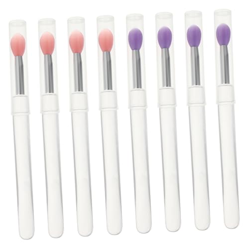 LOLIPPYY 8 Stück Teiliges Silikon Make Up Applikator mit Deckel Wiederverwendbare Lidschatten und Lippenpflegepinsel Hautfreundlich Leicht und Präzise für Lippenmasken und Augen Make Up von LOLIPPYY