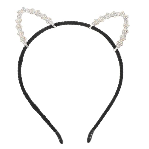 LOLIPPYY Alloy Strass Katzenohren Haarreif Modisch Glänzend für Partys Bequem Vielseitig Damen Cosplay Kostüm Partyhaarschmuck Silber von LOLIPPYY