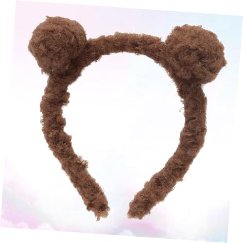 LOLIPPYY Bären Ohren Plüschball Haarband Für Junge Mädchen Mädchen Dunkelbraun Lustiges Party Cosplay Dekor Kopfaccessoire Mit Ohren Details Haare von LOLIPPYY
