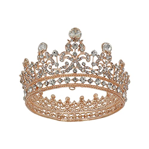 LOLIPPYY Barocke Strass Haarkrone Damen Rund Tiara Braut Kopfschmuck Hochzeit Deko Vintage Schmuck Leicht Langlebig für Hochzeitsfeier und Festtagsaccessoire von LOLIPPYY