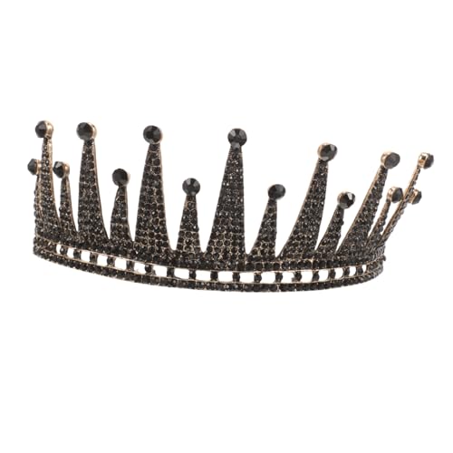LOLIPPYY Barocke Tiara Krone mit Schwarzen Strasssteinen Braut Haar Accessoires für Hochzeit Halloween Party und Festliche Anlässe Legierter Schmuck für Damen und Mädchen von LOLIPPYY