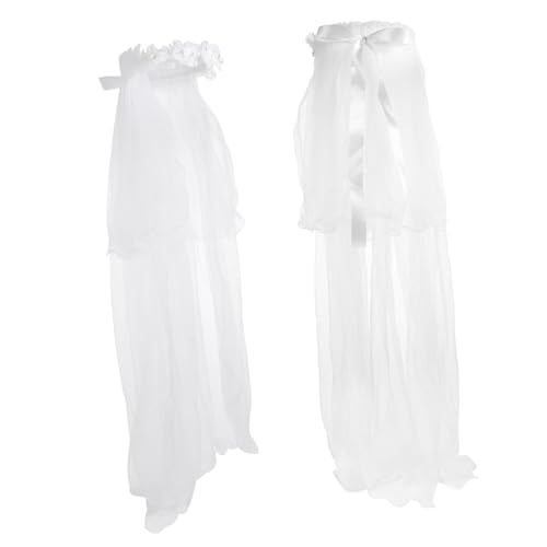 LOLIPPYY Blumenkranz Stirnband mit Schleier für Mädchen Eleganter Kopfschmuck Leichtes Headpiece mit Floraler Verzierung und Schleier Geeignet für Hochzeit Festival Fotoshooting Geschenk von LOLIPPYY