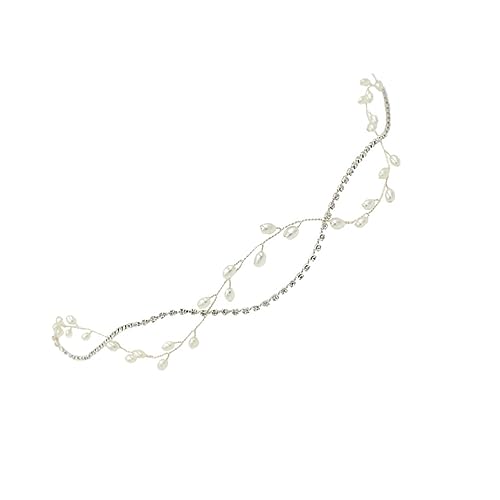 LOLIPPYY Braut Haarband mit Zarten Perlen und Funkelnden Strasssteinen Leichtes Legierungsmaterial Komfortabler Silberfarben für Hochzeit und Brautjungfern Stilvoller Haarschmuck von LOLIPPYY