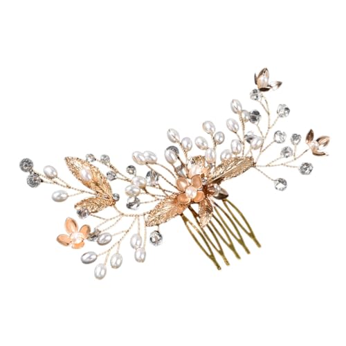 LOLIPPYY Brautschmuck Haarkamm mit Funkelnden Strasssteinen Eleganter Haarschmuck für Bräute Gold Vielseitig Einsetzbar für Jede Hochzeitsfeier und Passend zu Jedem Hochzeitskleid von LOLIPPYY