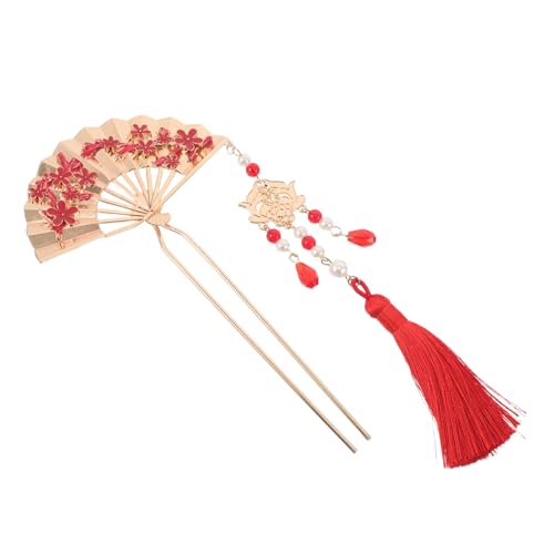 LOLIPPYY Chinesische Haarnadel Metall mit Blumen Quaste Design Emaille Fächer Haarstab für Frauen Traditioneller Schmuck für Hochzeit Festliche Anlässe Einfache Anwendung und Langlebig von LOLIPPYY