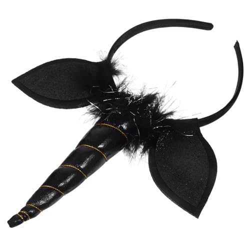 LOLIPPYY Schwarzer Einhorn-haarreif Party-kopfbedeckung Für Junge Mädchen Cosplay-kopfschmuck Exquisites Haar-dekor Aus Hochwertigem Material Fester Sitz Unvergessliches Fotorequisit von LOLIPPYY