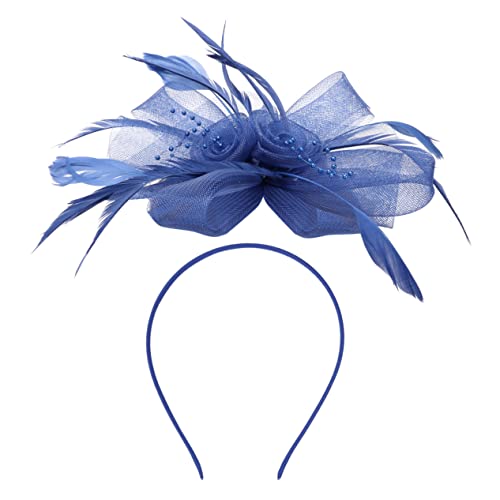 LOLIPPYY Eleganter Haarschmuck Aus Netzgarn Und Federn Für Damen Handgefertigtes Headdress Für Hochzeiten Und Festliche Anlässe Blau von LOLIPPYY