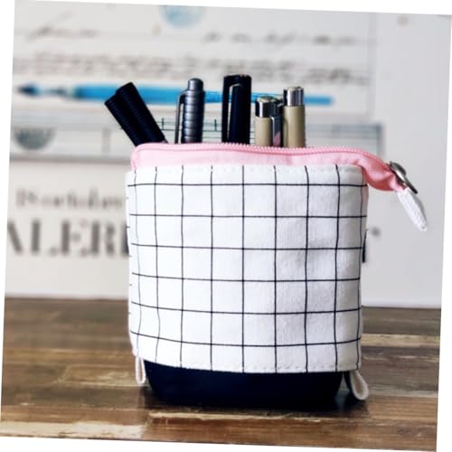 LOLIPPYY Federmäppchen mit Reißverschluss Kariertes Canvas Stifteetui Modische Schreibwaren Tasche für Schule und Büro Langlebig Robust Geschenkidee für Kollegen und Familie von LOLIPPYY