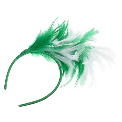 LOLIPPYY Federstirnband Damen Haarschmuck Kopfstück für Party Kostüm Show Performance Leichtes Kopfschmuck Accessoire in Weiß Grün Eleganter Haarreif für Geburtstag Cosplay von LOLIPPYY