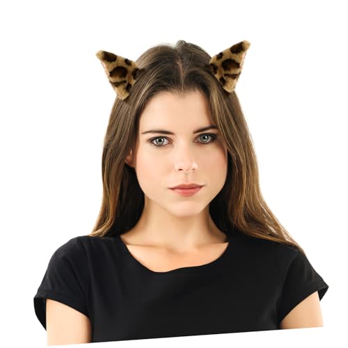 LOLIPPYY Flauschige Katzenohren Haarspange Leopard Party Haarclip Handgemacht Sicherer Haarschmuck Halloween Kostüm Accessoire für Damen Mädchen von LOLIPPYY