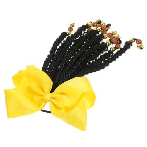 LOLIPPYY Geflochtener Pferdeschwanz Haarverlängerung mit Farbigen Perlen und Schleife Leichtes Weiches Kunsthaar für Damen Vielseitig Tragbar für Alltag Party Reise Modischer Zopf mit von LOLIPPYY
