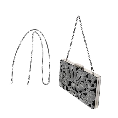 LOLIPPYY Gestickte Abendtasche Damen Handtasche mit Kette Kleine Kompakte Clutch für Hochzeit Bankett Party Cocktail und Formelle Anlässe Silber von LOLIPPYY