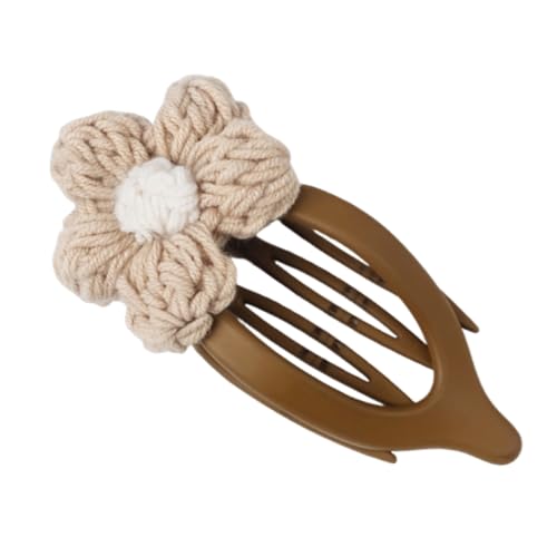 LOLIPPYY Gestrickter Blüten Haarclip mit Stabilem Entenmaulverschluss Weiches Garn Dutt Halter für Dünnes und Dickes Haar Modisches Damen Accessoire für Vielseitige Frisuren von LOLIPPYY