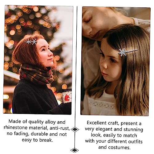 LOLIPPYY Glitzernde Stern Haarklammern mit Strasssteinen Funkelnde Haarspangen für Damen und Mädchen Eleganter Haarschmuck für Alltag und Fest Silberfarbene Barrette Clips von LOLIPPYY