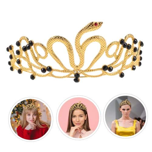 LOLIPPYY Goldene Ägyptische Schlangenkronen Stirnband mit Funkelnden Strasssteinen Leichter Komfortabler Braut Kopfschmuck für Geburtstag Hochzeit Halloween und Party Accessoires für Damen von LOLIPPYY