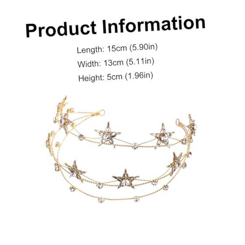 LOLIPPYY Goldene Braut Tiara mit Sternen und Funkelnden Strasssteinen Leichter Haarschmuck für Hochzeit Party Ball und Festliche Anlässe Langlebige Prinzessin Diademe Haarschmuck für Damen von LOLIPPYY