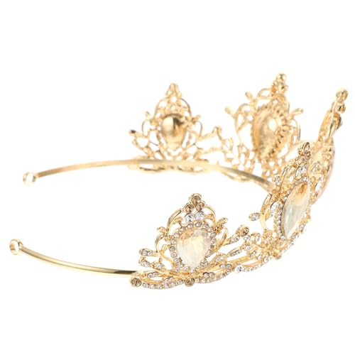 LOLIPPYY Goldfarbene Vintage Barock Krone Tiara Haarschmuck für Mädchen Braut Hochzeit Party Stilvolle Brautkrone für Festliche Anlässe und Fotoshootings von LOLIPPYY