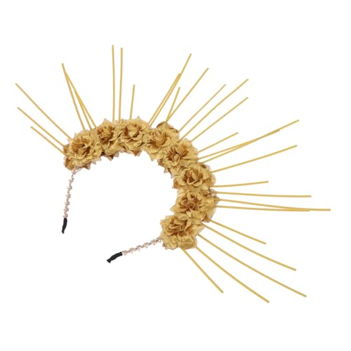 LOLIPPYY Gothic Blumen Haarreif Goldfarben Damen Haarschmuck Lolita Cosplay Kopfschmuck Strapazierfähiges Material Modisches Accessoire von LOLIPPYY