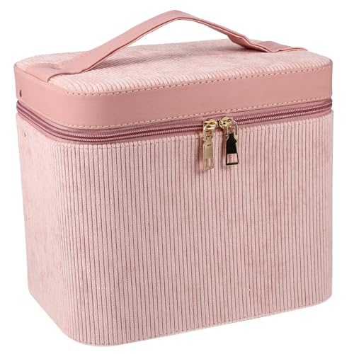 LOLIPPYY Große Kosmetiktasche Damen aus Langlebigem Kunstleder Zweilagige Makeup Aufbewahrung mit Spiegel Tragbarer Beautycase Organizer für Reisen und Alltag Handlich und Modisch von LOLIPPYY