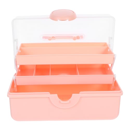 LOLIPPYY Große Make Up Organizer Box mit Deckel Verstellbare Fächer für Lippenstifte Pinsel und Hautpflege Staubgeschützte Kosmetik Aufbewahrungsbox für Schminktisch und Schreibtisch Rosa von LOLIPPYY