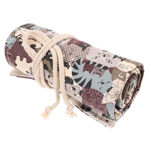 LOLIPPYY Großes Canvas Pencil Wrap Federmäppchen mit Fächern Bunte Stifterolle zum Aufrollen Kreative Aufbewahrungstasche für Buntstifte Praktische DIY Stofftasche für Schule und Künstler von LOLIPPYY