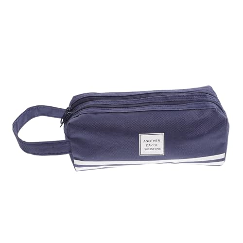 LOLIPPYY Großes Federmäppchen mit Reißverschluss Doppellagige Tasche Leichte Tragbare Stiftebox mit Großer Kapazität Geeignet für Schüler Lehrer und Bürobedarf Dunkelblau von LOLIPPYY