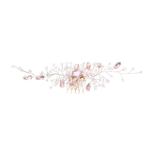 LOLIPPYY Haarschmuck Für Hochzeit Strass-kamm Seitlicher Kamm Mit Kristallen Haarschmuck Für Frauen Und Mädchen Rosa von LOLIPPYY