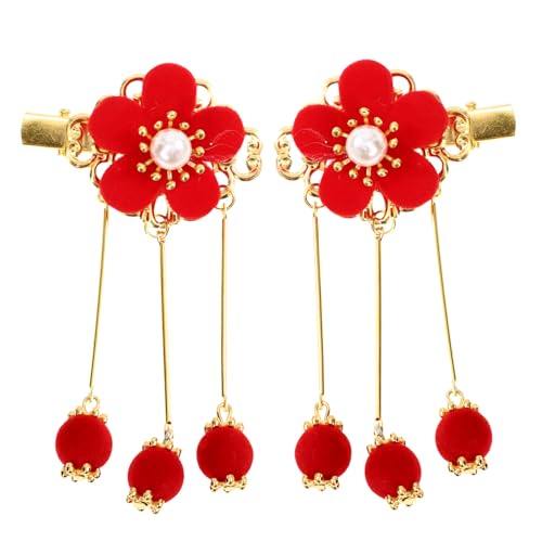 LOLIPPYY Haarschmuck Chinesischer Stil Blumen Haarklammern mit Quaste Haarnadeln für Mädchen Hautfreundlich und Strapazierfähig für Schule Party Fotos und Auftritte von LOLIPPYY