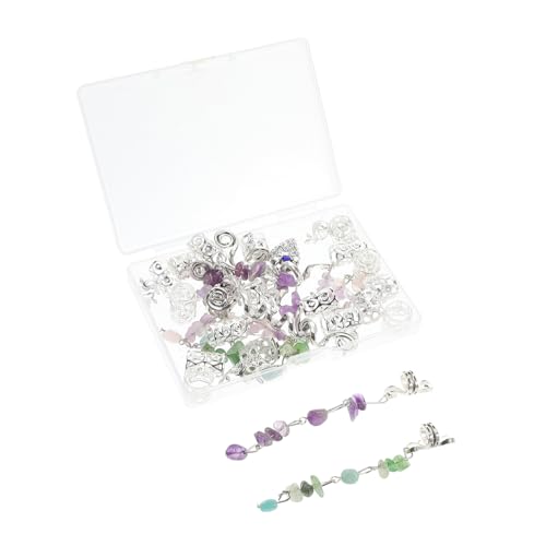 LOLIPPYY Haarschmuck Zöpfe DIY Metall Dreadlock Charms mit Steinanhänger Langlebige Federnde Haarringe für Braids Schmuckaccessoires für Frauen Auffällige Zopfdekorationen von LOLIPPYY