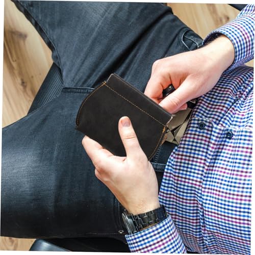 LOLIPPYY Herren Geldbörse mit Federzugverschluss Tragbares Kleines Pu Leder Portemonnaie mit Münzfach Geräumig und Langlebig für Karten und Bargeld Schwarzes Kompaktes Design von LOLIPPYY