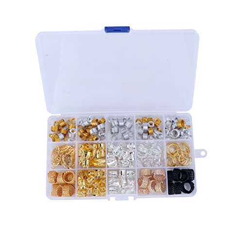 LOLIPPYY Hollow Out Dreadlocks Haarschmuck Set Metallische Haarringe und Zöpfe Zubehör Filigrane Tuben für Stylische Frisuren für und Männer und Langlebig von LOLIPPYY