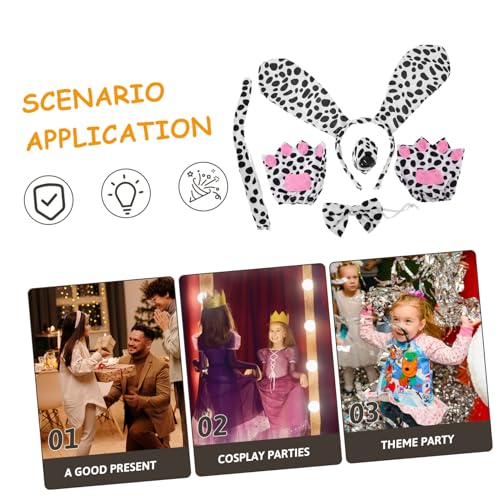 LOLIPPYY Hundeohren Haarreif Fliege Nasen maske Fingerlose Handschuhe Damen Karneval Accessoire für Mottoparty und Hundeliebhaber von LOLIPPYY