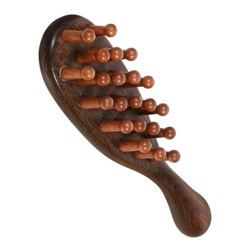 LOLIPPYY Kopfhaut Massagekamm aus Sandelholz Breiter Zahn Leichter Tragbarer Massagekamm für Frauen Statikfrei Entwirrend Ergonomischer Griff Verbessert Haarstruktur und für Haartypen von LOLIPPYY