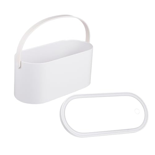 LOLIPPYY Kosmetik Organizer mit LED Lichtspiegel Tragbarer Make Up Aufbewahrungskoffer für Reisen Outdoor und Camping Touchsteuerung zur Helligkeitsanpassung Langlebiges Material Weiß von LOLIPPYY