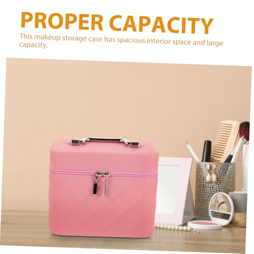 LOLIPPYY Kosmetikkoffer mit Großem Stauraum Langlebig und Tragbar Multifunktionaler Make up Organizer mit Praktischem Tragegriff für Damen Reise und Alltag Rosa Kleiner Kulturbeutel von LOLIPPYY