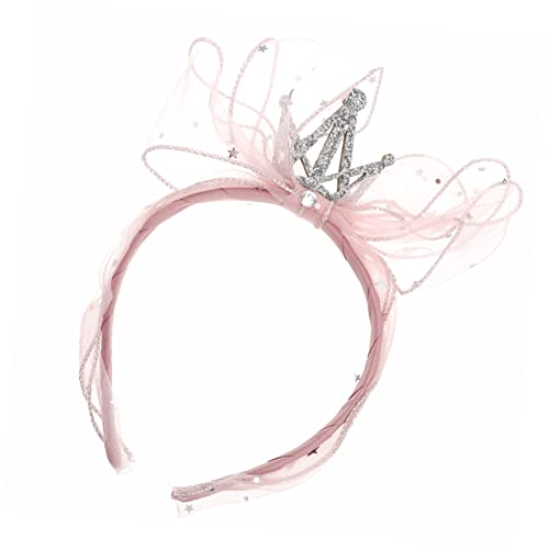 LOLIPPYY Junge Mädchen Mädchen Krone Stirnband Haarband Für Geburtstag Party Dusche Festival Festive Anlässe Soft Stirnbänder Mit Bogen Krone Design Für Feste Und Feiertage von LOLIPPYY