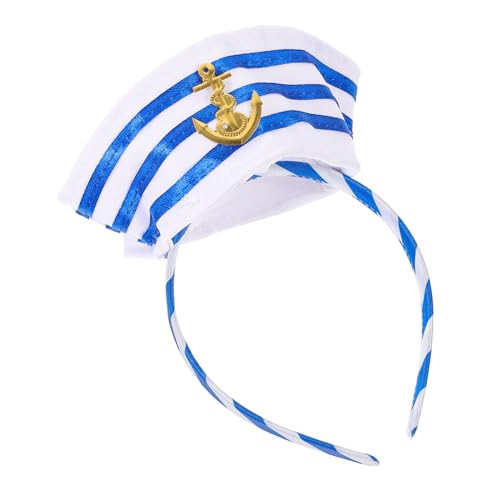 LOLIPPYY Matrosenhut Stirnband Haarband Matrosenkopfbedeckungen Haar-accessoires Party-haarbänder Cosplay-kopfbedeckungen Matrosen Cosplay Haarband Marinehut Stirnband Kapitänshut Haarreife von LOLIPPYY