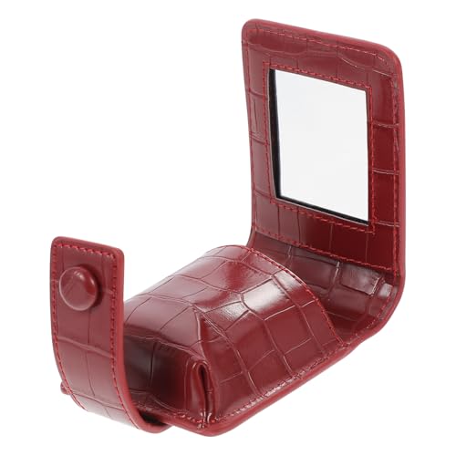 LOLIPPYY Mini Lippenstift etui aus PU mit Alligatorprägung Kompakte Make up Tasche mit Spiegel Tragbare Kosmetiktasche für Damen Rotes Kosmetisches Portemonnaie Multifunktional für von LOLIPPYY
