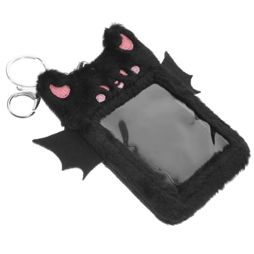 LOLIPPYY Plüsch Kartenetui mit Teufelsflügeln Wiederverwendbarer Buskartenhalter Schlüsselanhänger Card Holder Weicher Schutz für Ausweise und Spielkarten Geeignet für Studenten und von LOLIPPYY