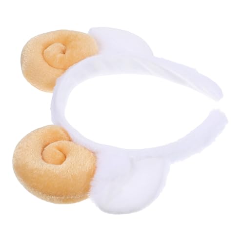 LOLIPPYY Plüsch Tierhörner Stirnband Kuscheliges Schafohren Haarreif Weiches Ziegenhorn Kopfband für Party Cosplay Hochzeit und Alltag Komfortables Accessoire in Khaki von LOLIPPYY