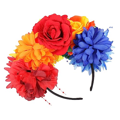 LOLIPPYY Regenbogen Blumenkrone Haarreif für Tropisches Stirnband Party Dekoration für Hochzeiten und Festivals mit Bunten Blumen Einfach zu Tragen von LOLIPPYY