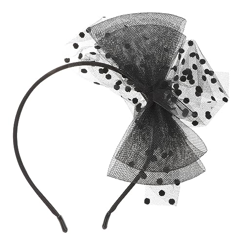 LOLIPPYY Retro Haarreif Damen Vintage Netzspitze mit Großem Schleifen Design Breites Stirnband mit Schleier für Party und Alltag Modischer Kopfschmuck Schwarz von LOLIPPYY