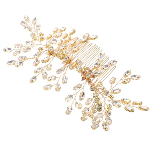 LOLIPPYY Rhinestone Haarkamm Für Hochzeiten Und Anlässe Eleganter Brautschmuck Mit Handgefertigten Details Für Bräute Und Brautjungfern Goldene Kurzversion von LOLIPPYY