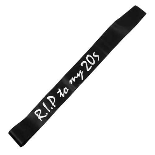 LOLIPPYY Rip To My Geburtstagsschärpe aus Schwarzem mit Silberner Folienprägung Dekorative Party-schärpe für Geburtstagsfeiern Stilvolles Langlebiges Material Vielseitig Einsetzbar für von LOLIPPYY