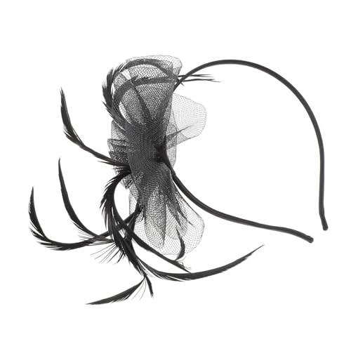 LOLIPPYY Schwarzes Mesh Haarschmuck Stirnband mit Federn Stilvolles Braut und Party Kopfschmuck Feines Handwerk Mittlere Leicht Tragbar und Dekorativ für Hochzeit und Fotoshooting von LOLIPPYY
